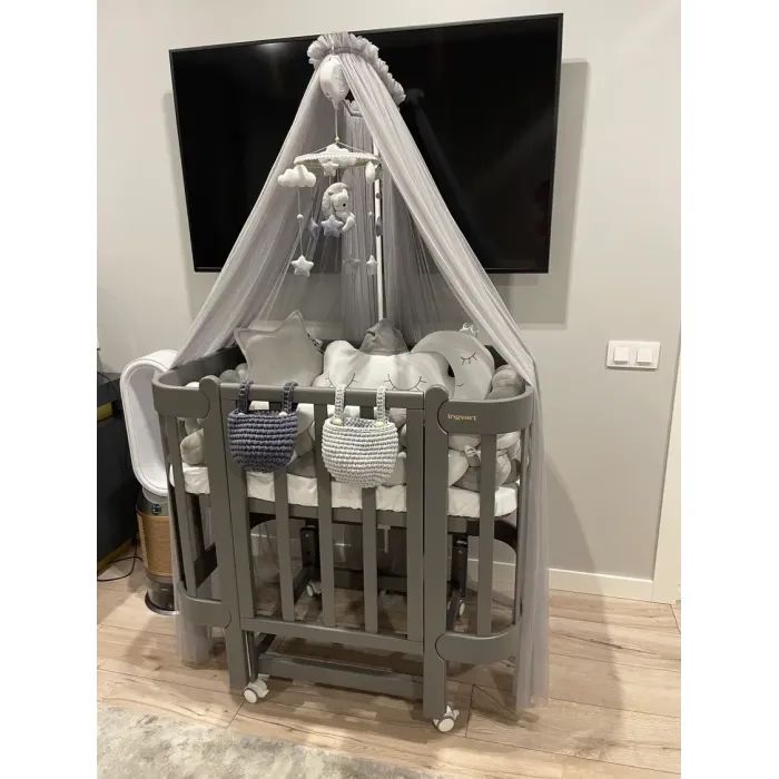 Кроватка Ingvart трансформер Nika 70 Slim с опускной боковинкой (70х94, 70х120) бело-натуральная (872900111017) изображение 3