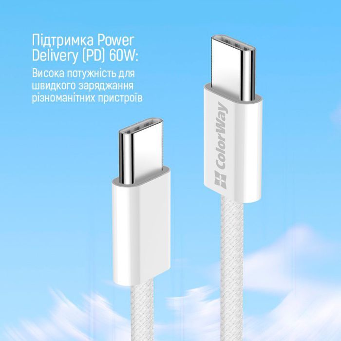 Дата кабель USB-C to USB-C 1.0m 60W 3.0А black ColorWay (CW-CBPDCC061-BK) зображення 9