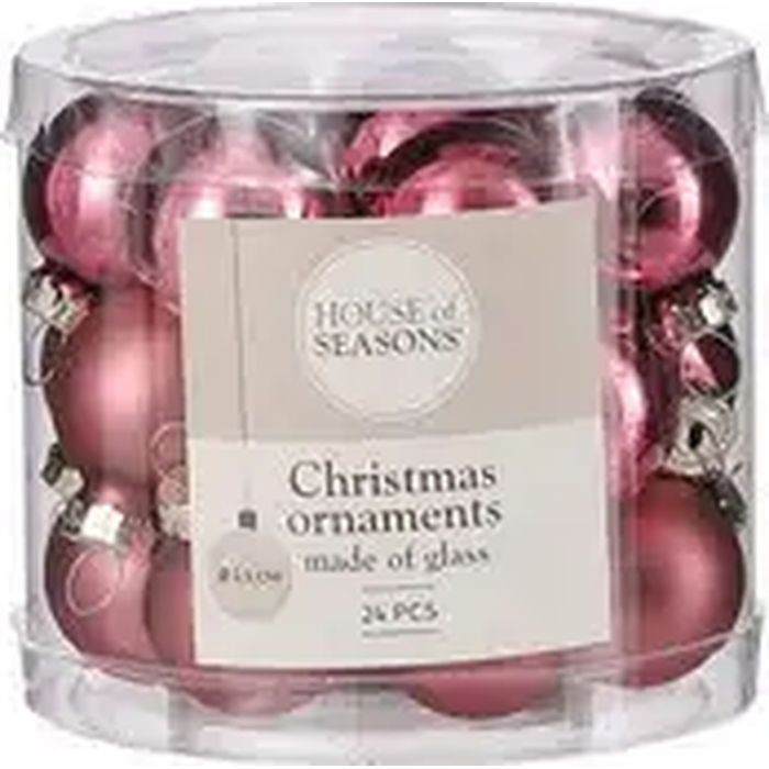 Ялинкова іграшка House Of Seasons Скляні кульки 24 шт D2.5 см Рожеві (8718861800005) зображення 2