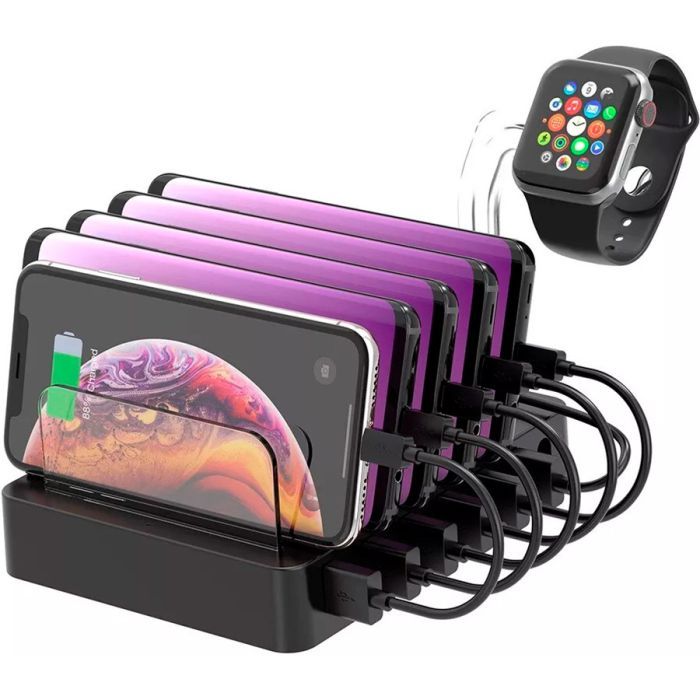 Зарядное устройство Choetech 6xUSB 68W Charing Station (6хUSB-A) 2xMicroUSB 2xLighting 2xUCB-C (Q3008-EU-BK)