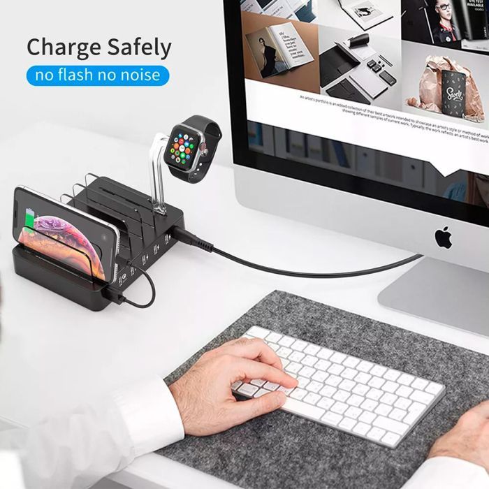 Зарядное устройство Choetech 6xUSB 68W Charing Station (6хUSB-A) 2xMicroUSB 2xLighting 2xUCB-C (Q3008-EU-BK) изображение 7