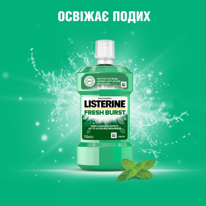 Ополаскиватель для полости рта Listerine Всплеск свежести 250 мл (5010123703431) изображение 5