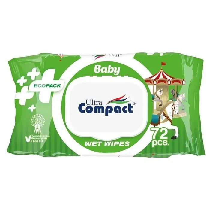 Детские влажные салфетки Ultra Compact Ecopack з клапаном 3 пачки по 72 шт. (2000064264545)
