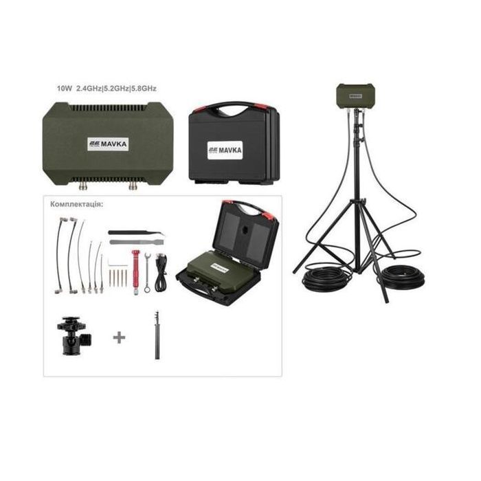 Підсилювач сигналу для дрона 2E MAVKA, 2.4/5.2/5.8GHz, 10Вт, для DJI/Autel/FPV +Штатив 2,8м (2E-AAA-MG-2B10-T-M)