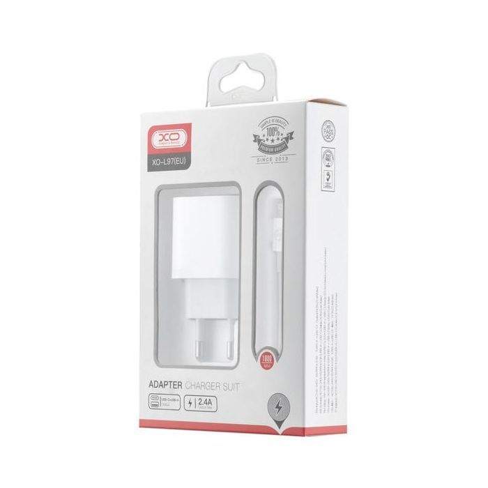 Зарядний пристрій XO L97 (1Type-C/1USB/2.4A) + Type-C - Lightning White (XO-L97-LG) зображення 2