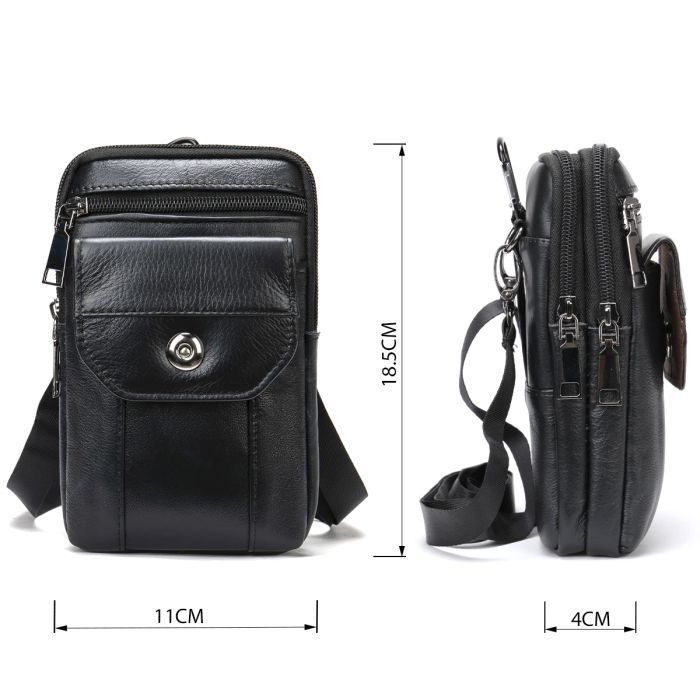 Сумка Vintage Кожаная на пояс Черная (20358) изображение 3