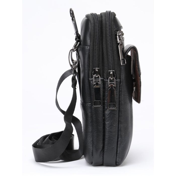 Сумка Vintage Кожаная на пояс Черная (20358) изображение 5