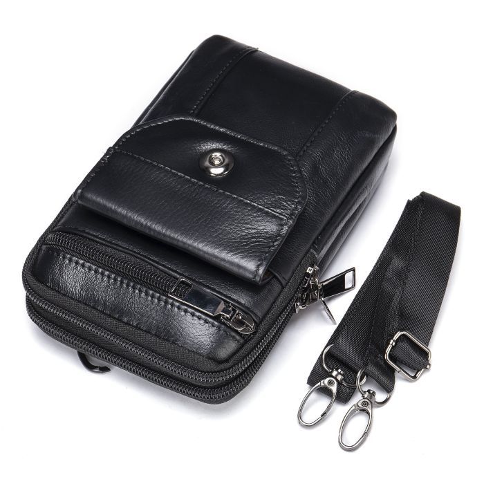 Сумка Vintage Кожаная на пояс Черная (20358) изображение 7