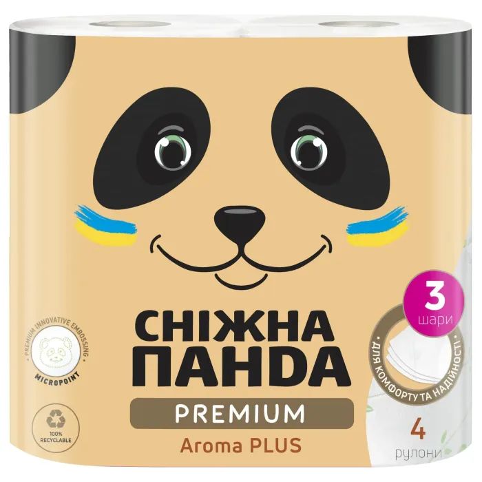 Туалетная бумага Сніжна Панда Premium Aroma Plus 3 слоя 4 рулона (4820183972880)