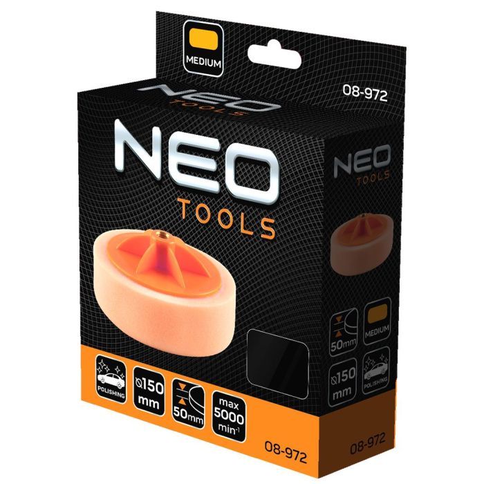 Круг зачистной Neo Tools полировальный, губка средней жесткости, M14, 150x50мм (08-972) изображение 4