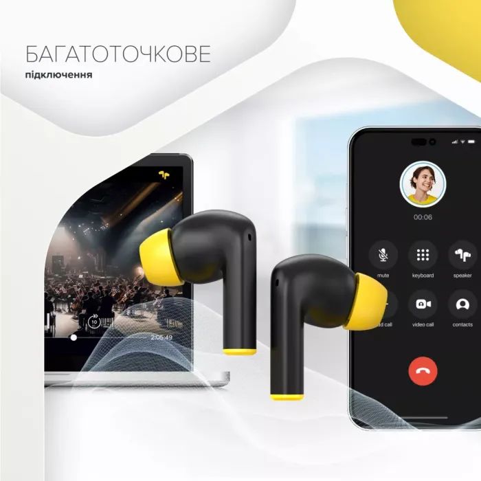 Наушники Canyon Hexagon 7 TWS ANC+ENC Wireless Charge Black/Yellow (CNS-TWS7BY) изображение 6