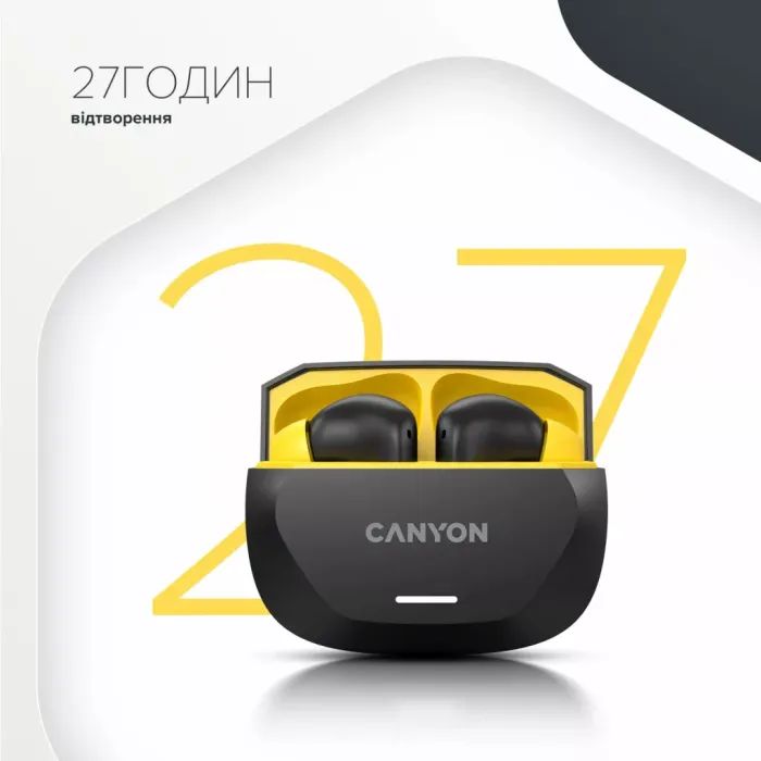 Наушники Canyon Hexagon 7 TWS ANC+ENC Wireless Charge Black/Yellow (CNS-TWS7BY) изображение 7