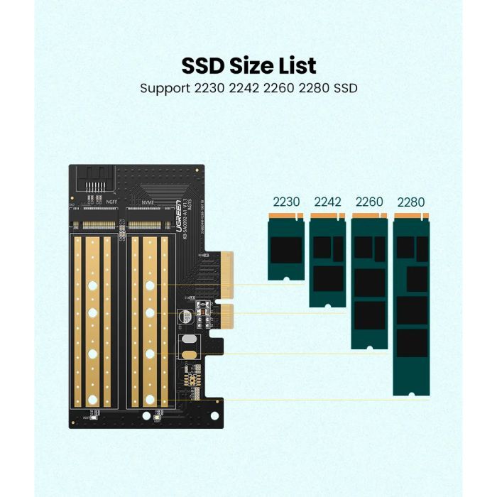Контролер Ugreen PCI-E 3.0 for SSD M.2 NVMe + M.2 NGFF CM302 (70504) зображення 5