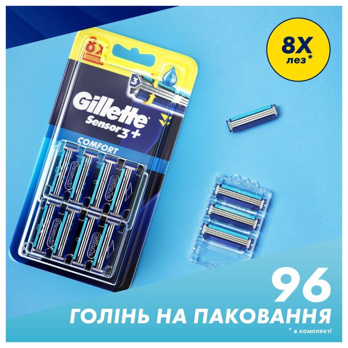 Сменные кассеты Gillette Sensor 3+ 8 шт. (8700216873727) изображение 7