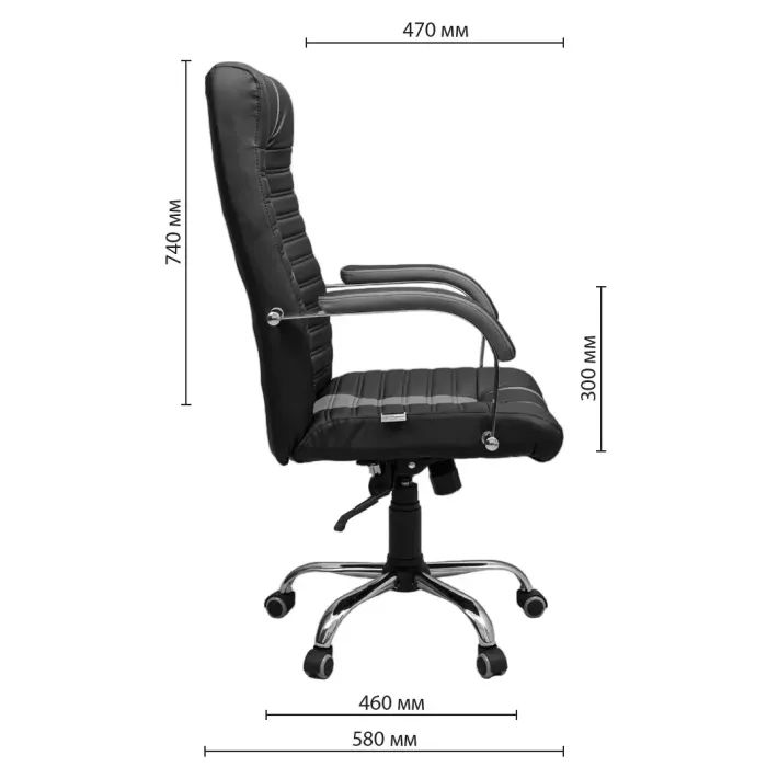 Офисное кресло Richman Атлант Хром П1 M-2 (Anyfix) Кожа Люкс комбо Черная (R00000049260) изображение 10