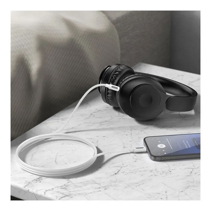 Кабель мультимедийный Lightning to 3.5mm M 1.0m silicone white BOROFONE (6941991114403) изображение 4