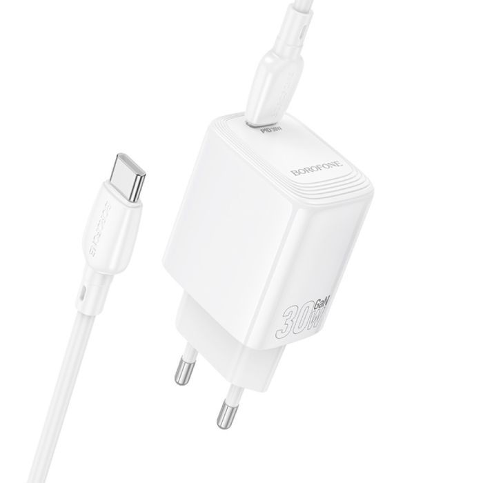 Зарядний пристрій BOROFONE BN28 Fuente USB-C PD30W + cable USB-C to USB-C White (6941991120312) зображення 2