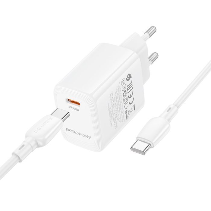 Зарядний пристрій BOROFONE BN28 Fuente USB-C PD30W + cable USB-C to USB-C White (6941991120312) зображення 3