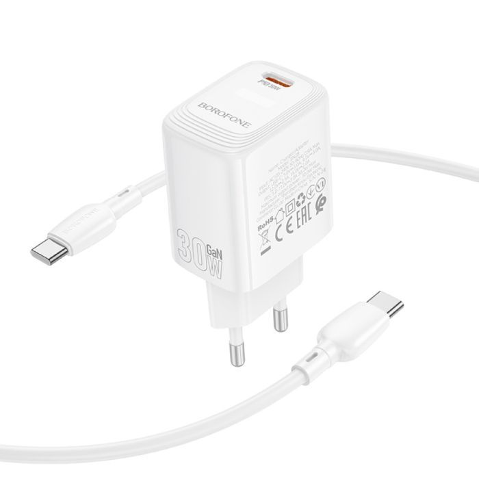 Зарядний пристрій BOROFONE BN28 Fuente USB-C PD30W + cable USB-C to USB-C White (6941991120312) зображення 5