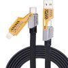 Дата кабель USB-C + USB-A to Lightning+USB-C 1.0m 65W X207 black WUW (6972573336524) изображение 2