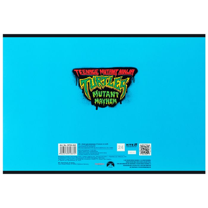 Альбом для рисования Kite Ninja Turtles, 24 листа (NT25-242) изображение 4