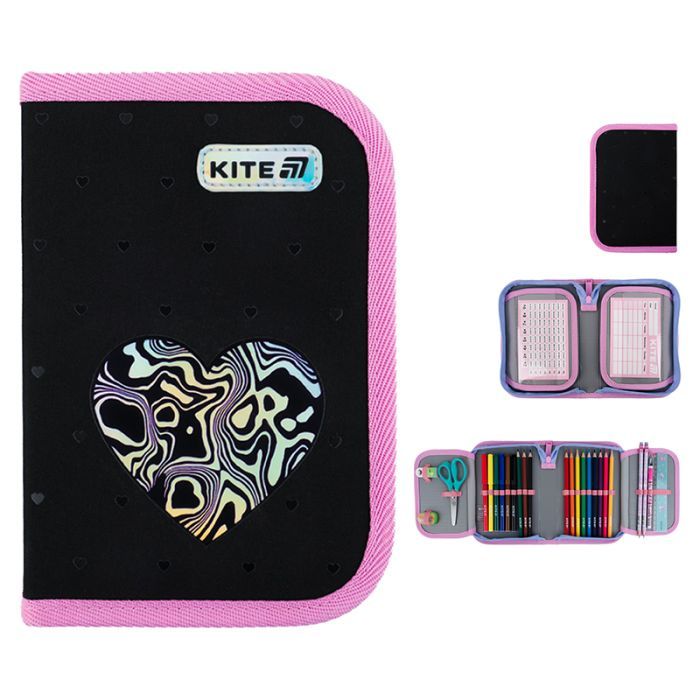 Пенал Kite Love is 622, з наповненням, 1 відділення, 2 відвороти (K25-622H-3)