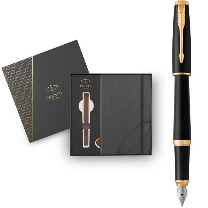 Ручка пір'яна Parker URBAN 17 Muted Black GT  FP F + блокнот Parker + подар.упаковка GIFT24 (30 011b24)