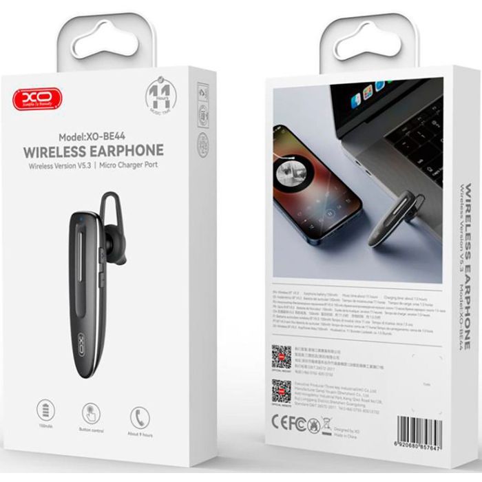 Bluetooth-гарнітура XO BE44 Black (BE44.black) зображення 4