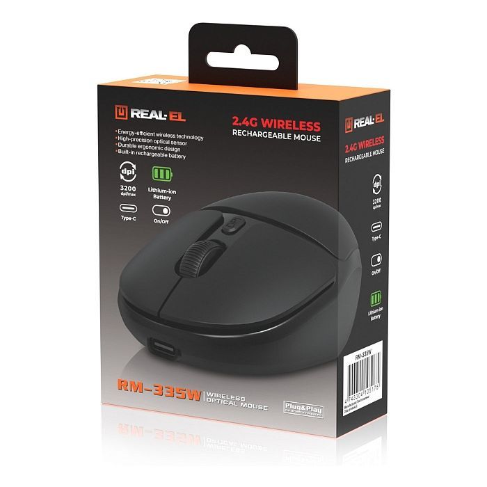 Мышка REAL-EL RM-335W Wireless Black (EL123200055) изображение 9