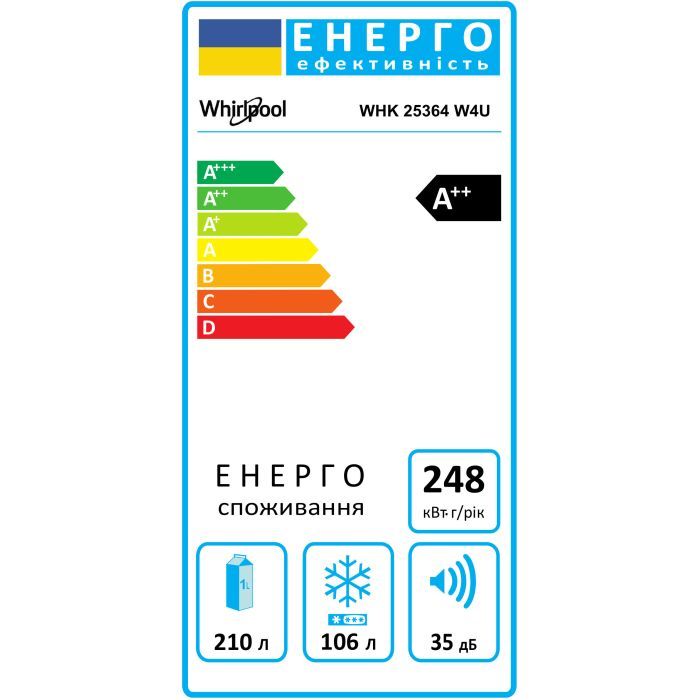 Холодильник Whirlpool WHK25364W4U зображення 8 Холодильник Whirlpool WHK25364W4U зображення 8