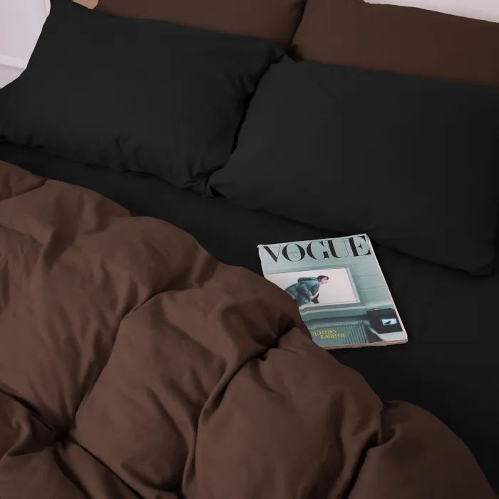 Постельное белье MirSon 002-003 Black/Brown Фланель 2x143x210 Семейный (2200009657535) изображение 5