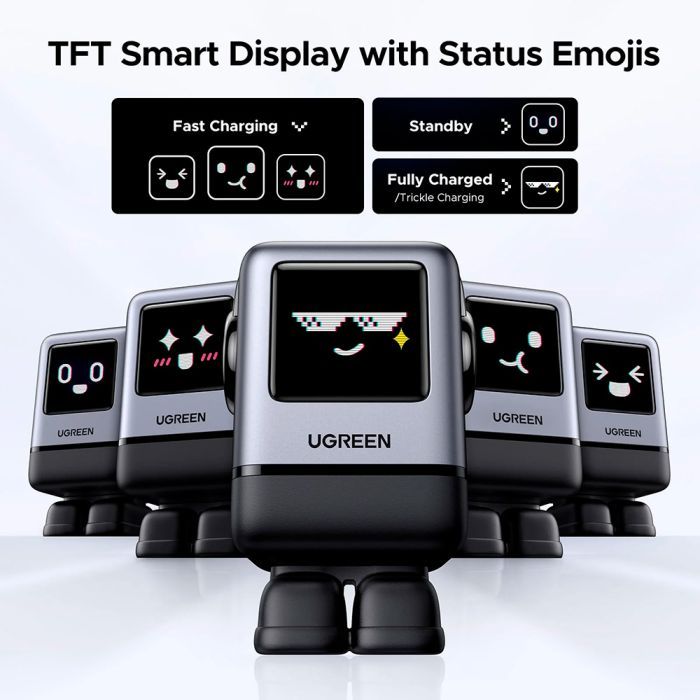 Зарядний пристрій Ugreen 1xUSB + 3xUSB-C GaN 100W Robot X688 gray (45515B) зображення 3