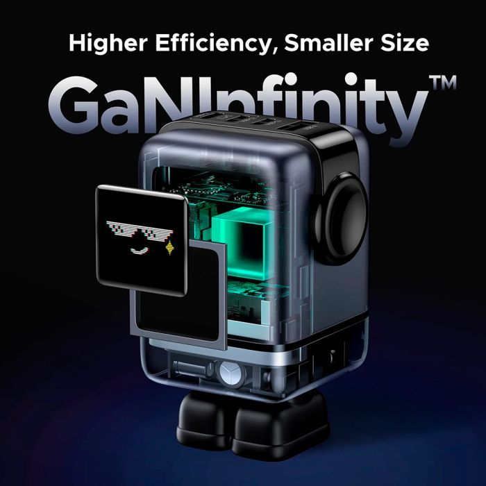 Зарядний пристрій Ugreen 1xUSB + 3xUSB-C GaN 100W Robot X688 gray (45515B) зображення 8