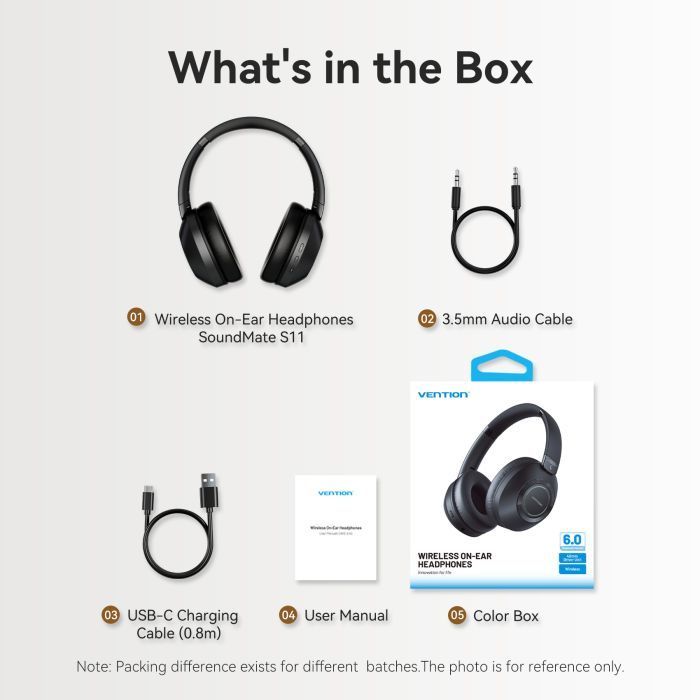 Навушники Vention S11 SoundMate Wireless Black (NBBB0) зображення 12