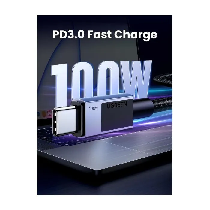 Дата кабель USB-C to USB-C 3.0m 100W L512 gray Ugreen (45065) изображение 2