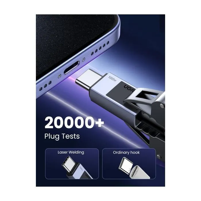 Дата кабель USB-C to USB-C 3.0m 100W L512 gray Ugreen (45065) изображение 7