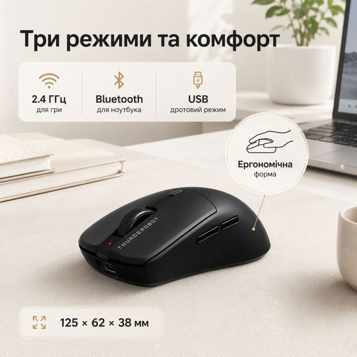 Мишка Thunderobot ML6Pro Tri-mode Black (6932066315788) зображення 8
