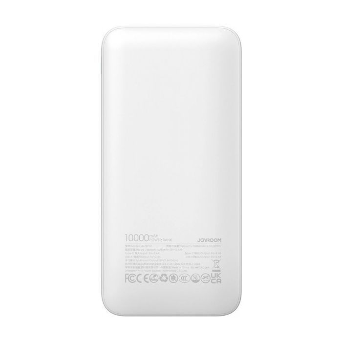 Батарея универсальная JOYROOM 10000mAh 12W QC, 2xUSB-A, USB-C In/Out White (JR-PBF12) изображение 4