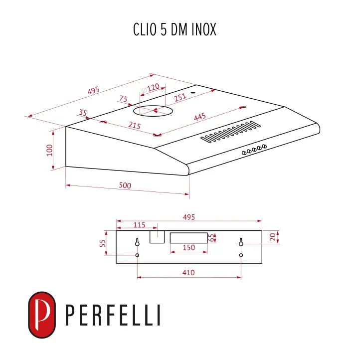 Вытяжка кухонная Perfelli CLIO 5 DM INOX изображение 11