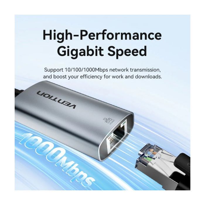 Переходник USB-C to RJ45 Ethernet 1000Mbps black Vention (CFPHB) изображение 9