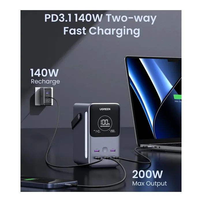 Батарея универсальная Ugreen 48000mAh 300W with Smart Digital Display (PB770 25286) изображение 3