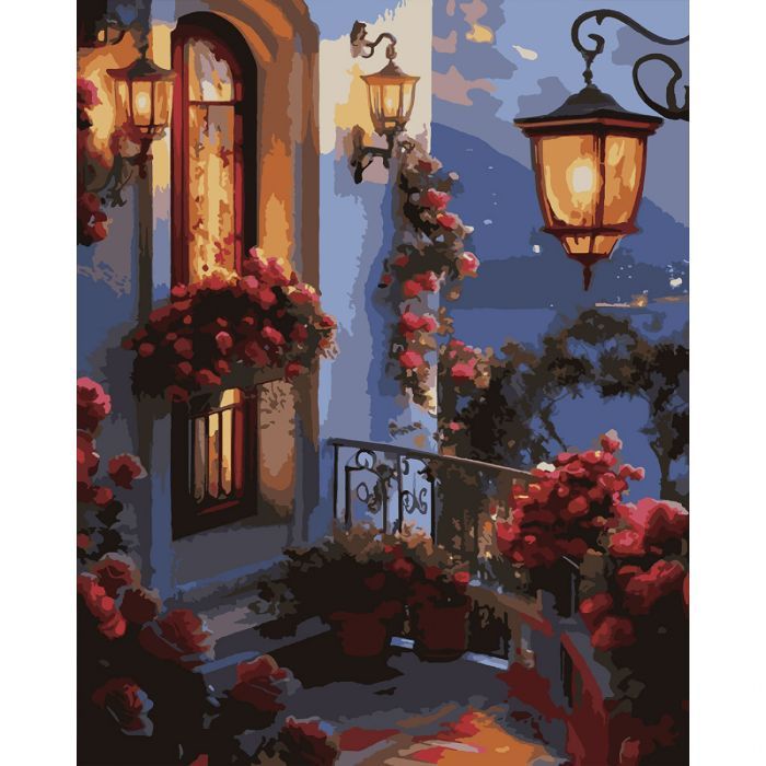 Картина по номерам Santi "Квіти на балконі", 40*50см, LED підс (956656)