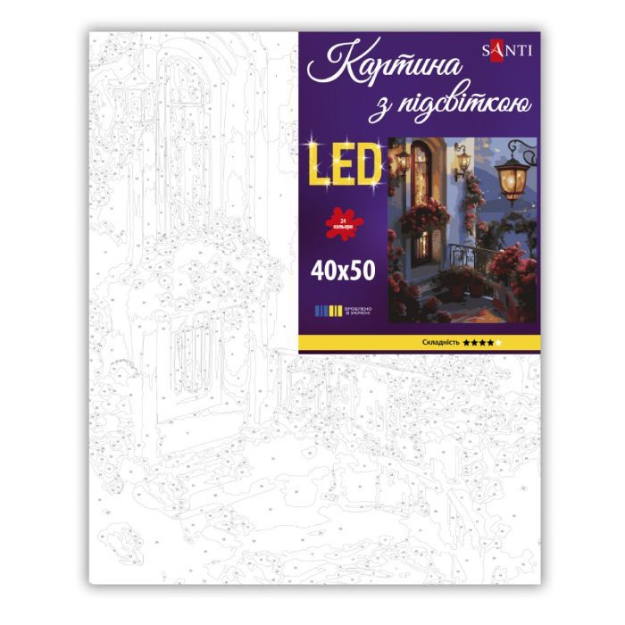 Картина по номерам Santi "Квіти на балконі", 40*50см, LED підс (956656) изображение 2