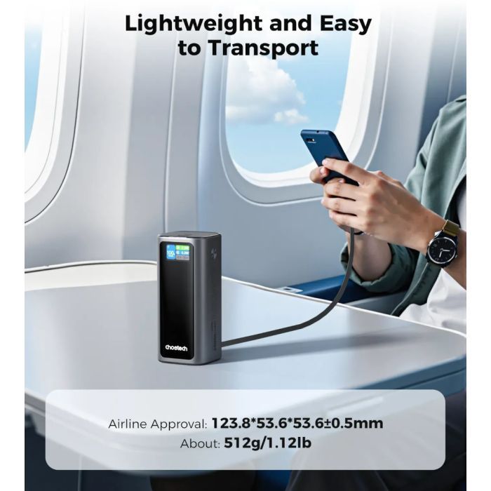 Батарея универсальная Choetech 20000mAh, PD/130W, QC, AFC , TFT, pass-through charging (B815C) изображение 10