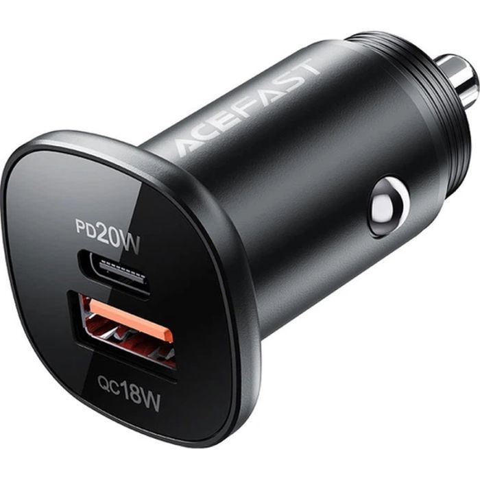 Зарядное устройство Acefast 1xUSB-C PD20W + 1xUSB QC3.0 18W car adapter metal (6974316280330)
