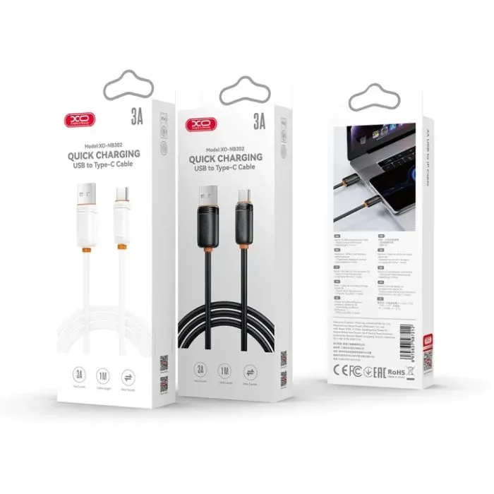 Дата кабель USB 2.0 AM to USB-C 1.0m 3A white XO (NB302-AC.white) изображение 5