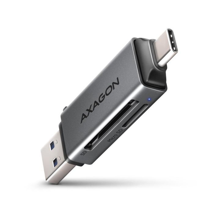 Зчитувач флеш-карт AXAGON USB-C + USB-A to SD/microSD 5Gbps gray (CRE-DAC)