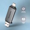 Зчитувач флеш-карт AXAGON USB-C + USB-A to SD/microSD 5Gbps gray (CRE-DAC) зображення 5