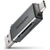 Считыватель флеш-карт AXAGON USB-C + USB-A to SD/microSD 5Gbps gray (CRE-DAC)