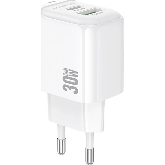 Зарядное устройство BOROFONE BAS45A 1xUSB-C PD30W + 1xUSB QC3.0 white (6941991113871)